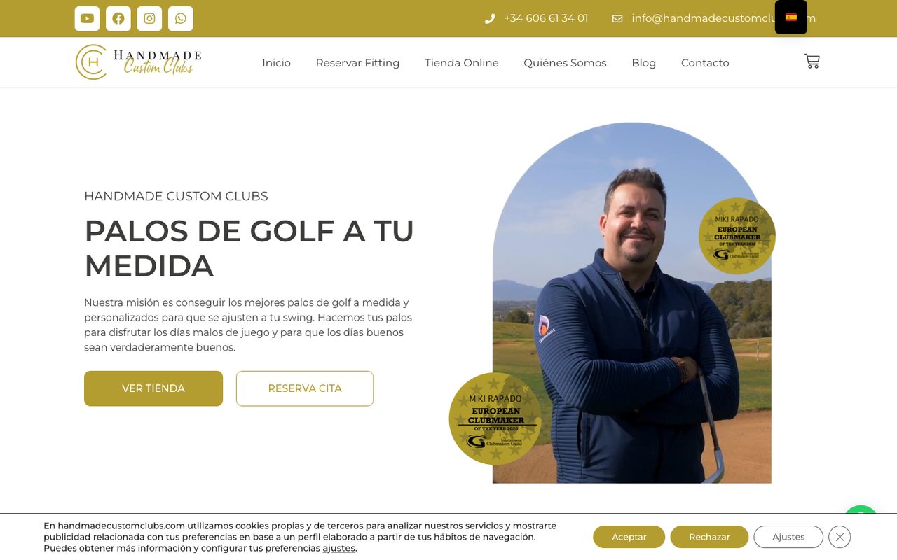Web de Handmade Custom Clubs, palos de golf personalizados